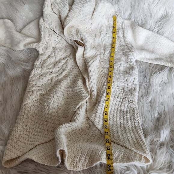 J. Jill Womens Cardigan Size XS Ivory Crochet Circle Pattern Cotton Sweater - Picture 9 of 12